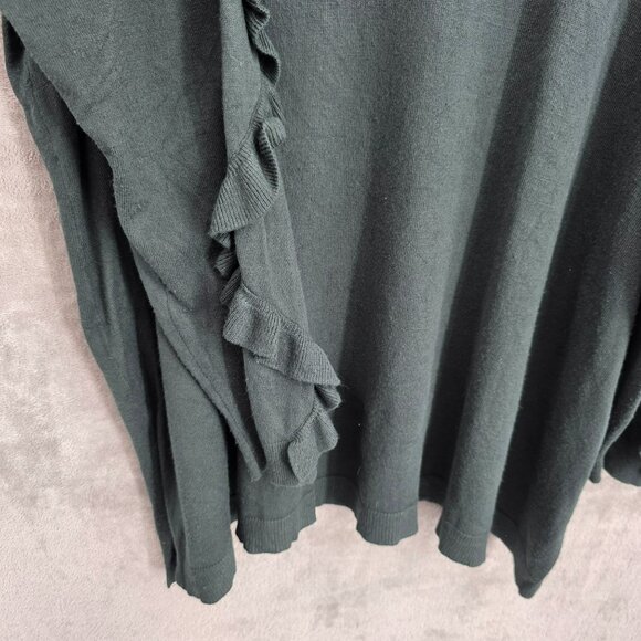 Lane Bryant Sweater 22 24 Dark Forest Green Ruffle Sleeves Stretchy Side Slits - Picture 5 of 12